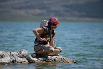  female photographer traveler, Vransko jezero, Croatia