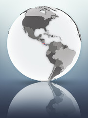 Costa Rica on globe