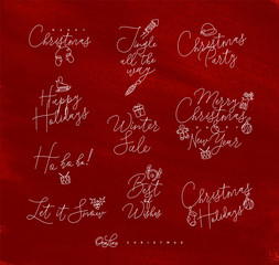 Fototapeta na wymiar Christmas pen line lettering red