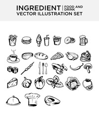 Food ingredient menu vector set