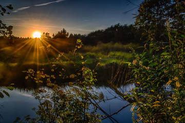 Krajobraz letni nad dziką rzeką