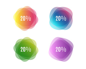20% off Sale. Discount offer price sign. Special offer symbol. Colorful round banners. Overlay colors shapes. Abstract design concept. Vector