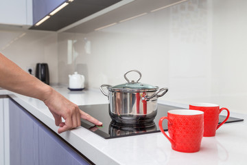 modern glass electric cooktop with touch control