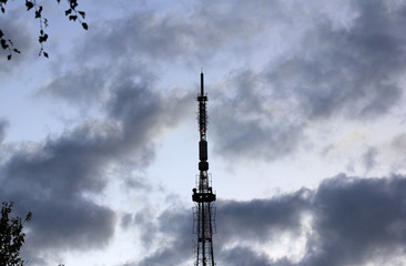 TV tower on the dark sky background