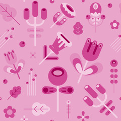 Flower geometric abstract seamless pattern. Composition 3