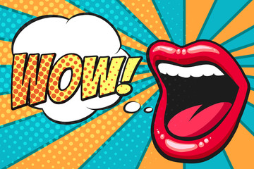 Pop-Art-Mund mit Wow-Blase © bogadeva1983