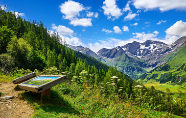 Grossglockner panoramic road in Austrian Alps. Observation deck.