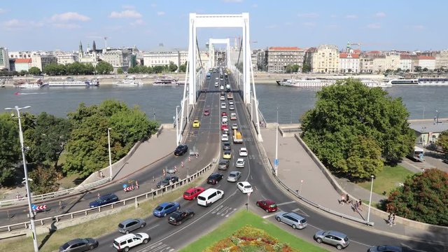 Budapest, Time Lapse sul fiume Danubio, Ponte Elisabetta