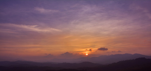 Beautiful pastel cloudy sunset with blue sky in India
