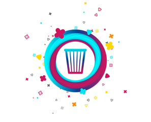 Recycle bin sign icon. Bin symbol. Colorful button with icon. Geometric elements. Vector