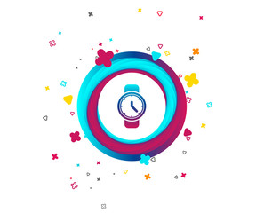 Fototapeta premium Wrist Watch sign icon. Mechanical clock symbol. Men hand watch. Colorful button with icon. Geometric elements. Vector