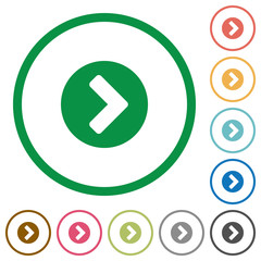 Chevron right flat icons with outlines
