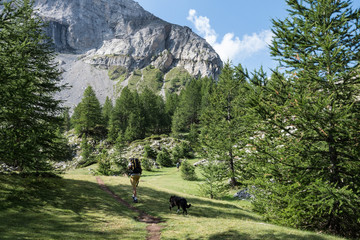 Photo de paysage panoraminque de haute montagne et de chemins de randonn&eacute;e dans les alpes