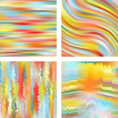Set with colorful abstract blurred backgrounds. Vector illustration. Modern geometrical backdrop. Abstract template. Yellow, orange, white, blue colors.