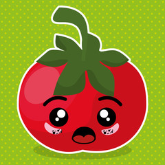 fresh tomato vegetable kawaii character