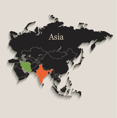 Asia Black color blackboard separate states individual vector