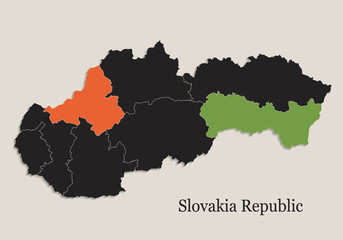Slovakia Republic map Black colors blackboard separate states individual vector