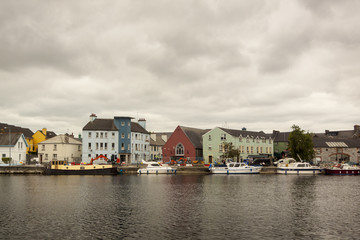 Fototapeta na wymiar River and Galway Cathedral of 'Our Lady Assumed into Heaven and St Nicholas' in Galway. Ireland