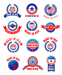 Vector icons set of Made in USA quality