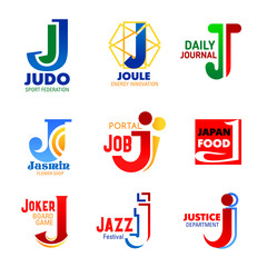 Business and corporate identity letter J icons