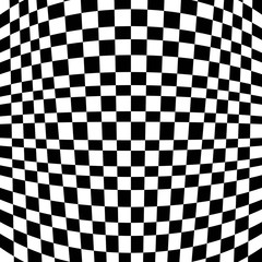 Abstract Black and White Geometric Pattern with Squares. Contrasty Optical Psychedelic Illusion. Chessboard Wicker Texture. Raster Illustration
