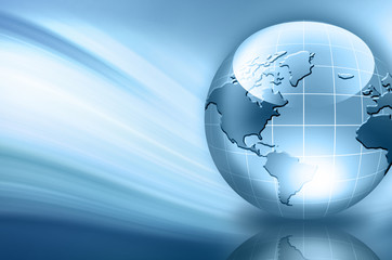 Best Internet Concept of global business. Globe, glowing lines on technological background. Wi-Fi, rays, symbols Internet, 3D illustration