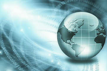 Best Internet Concept of global business. Globe, glowing lines on technological background. Wi-Fi, rays, symbols Internet, 3D illustration