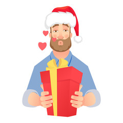 Man holding red present box