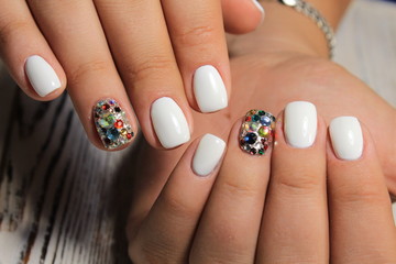 fashionable white manicure