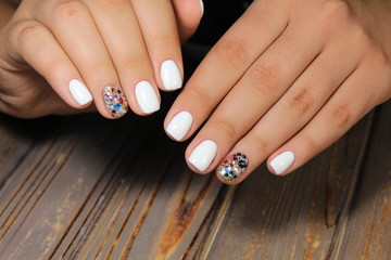 fashionable white manicure