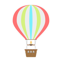 Hot air balloon icon. Vector design element isolated on light background.
