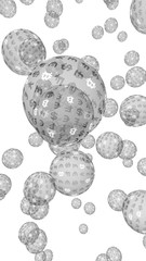 Ethereum economic financial bubble. Cryptocurrency 3D illustration. Digital white background. Business concept.