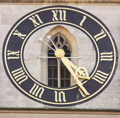 Clock on the tower of the St. Peter church in Zurich, Switzerland