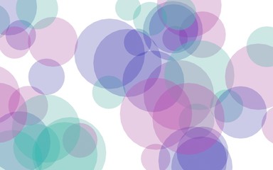 Multicolored translucent circles on a white background. Green tones. 3D illustration