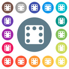 Domino seven flat white icons on round color backgrounds