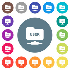 ftp authentication username flat white icons on round color backgrounds