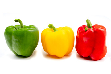 Colored paprika (pepper) isolated on a white background