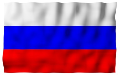 Waving flag of the Russian Federation. The National. State symbol of the Russia. 3D illustration