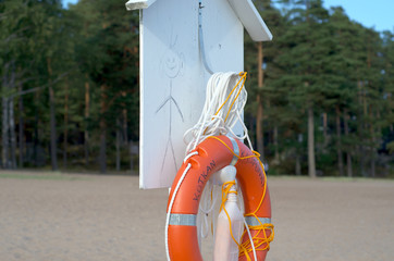 Rescue center on the water, lifeline and rope.