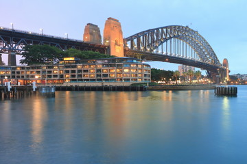 Sydney Harbour Bridge during blue hour.