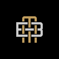 Obraz premium Initial letter B and M, BM, MB, overlapping interlock logo, monogram line art style, silver gold on black background