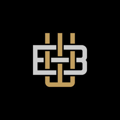 Initial letter B and W, BW, WB, overlapping interlock logo, monogram line art style, silver gold on black background