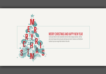 Banner Layout with Christmas Tree Illustration