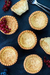 Egg Custard Tart, traditional English, Portuguese, Chinese desse