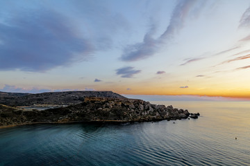 Coucher de Soleil Malte Gozo Comino ciel coloré