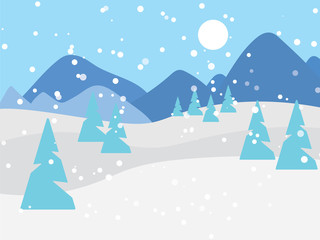 Fototapeta na wymiar winter mountain landscape- vector illustration