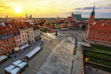 Warsaw Old Town in The Evening Time with a beautiful Sunset - The Old Town is a Unescu heritage