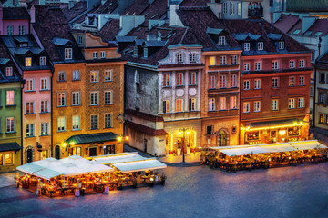 Warsaw Old Town in The Evening Time with a beautiful Sunset - The Old Town is a Unescu heritage
