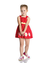 The little girl is full-length.