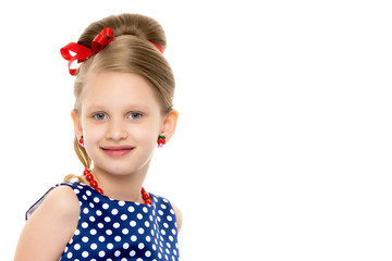 Portrait of a little girl close-up.